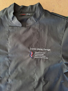 Broderie veste de cuisine Crêperie Univers Sarrasin